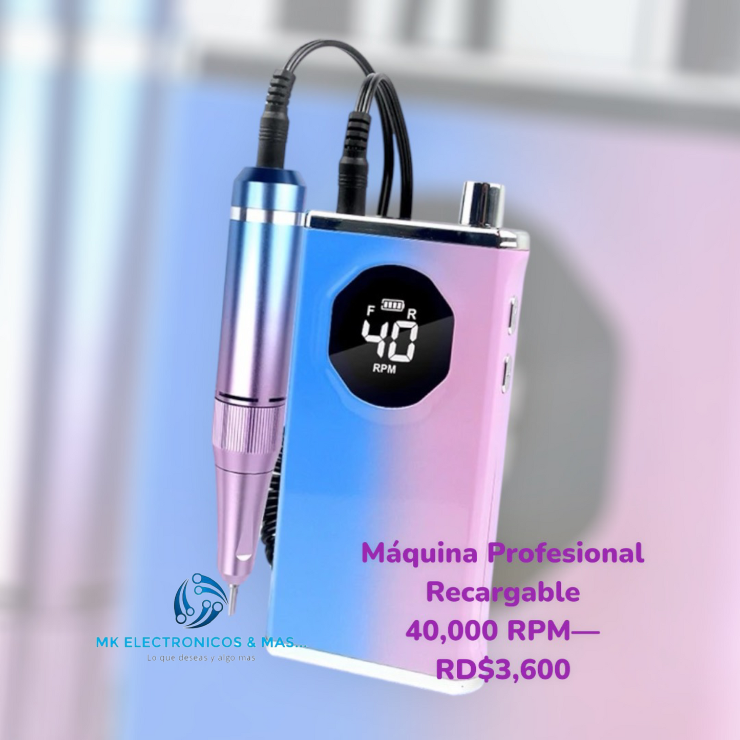 Máquina de uñas profesional recargable 40,000 RPM