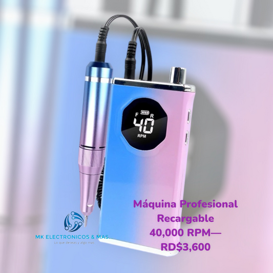 Máquina de uñas profesional recargable 40,000 RPM