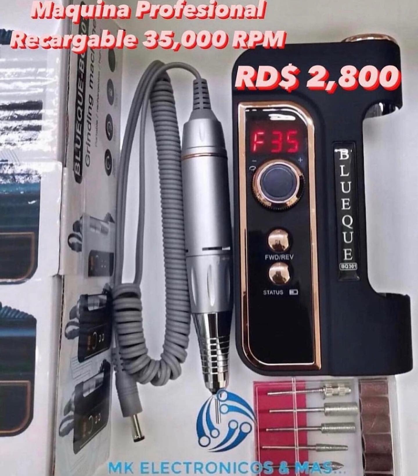 Máquina de uñas profesional recargable BQ101 35,000 RPM