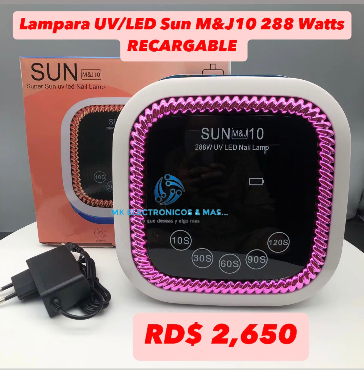 Lampara UV/LED Recargable Sun M&J 10 288 Watts