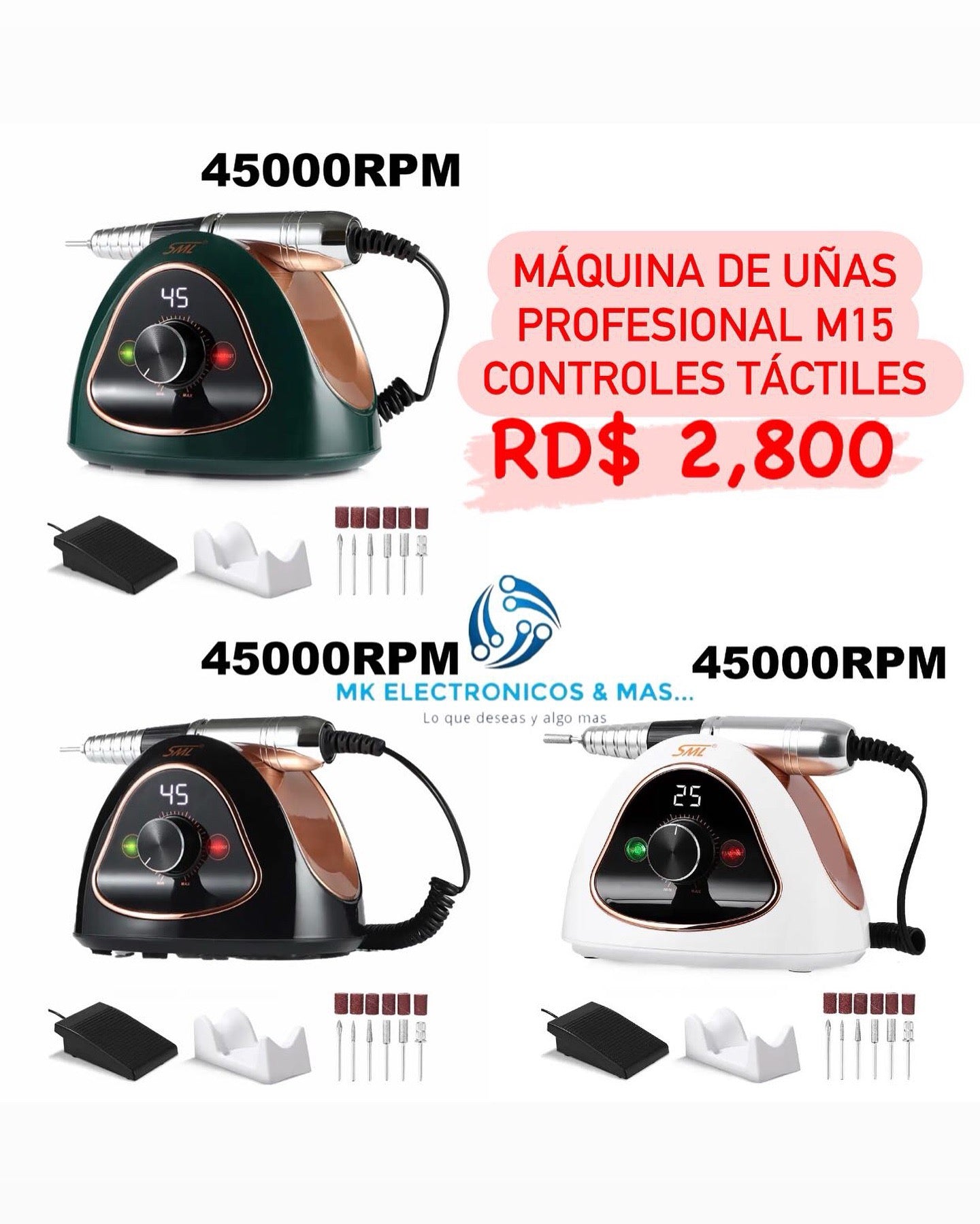 Máquina de uñas profesional SML M15 45,000 RPM