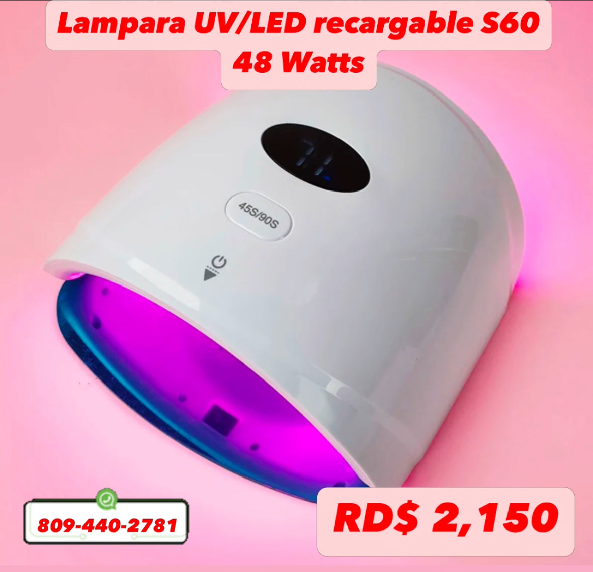 Lampara UV/LED Recargable S60 48 Watts