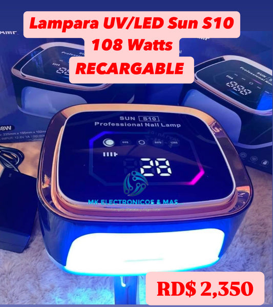 Lampara UV/LED Sun S10 Recargable 108 Watts